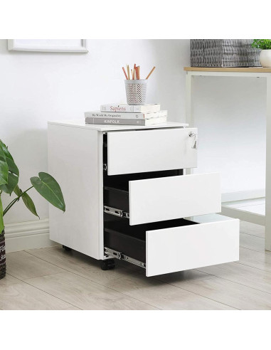 Buc 3 cajones - ruedas - Blanco