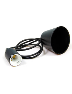 Portalamparas E27Cable 1,2 m Negro