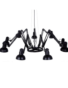 Lampara Colgante Araña Flexo 9 Focos Negro