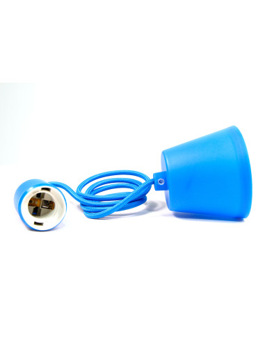 Portalamparas E27Cable 1,2 m Azul